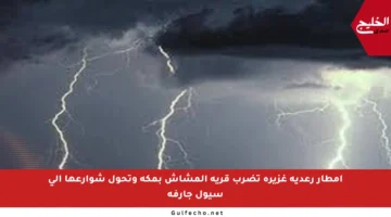 أمطار رعدية غزيرة تضرب قرية المشاش بمكة وتحول شوارعها إلى سيول جارفة
